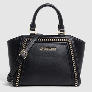 Love Moschino Tan Shoulder Bag with Chain Trim